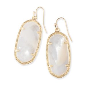 Elle Gold Drop Earrings in Ivory Mother-of-Pearl