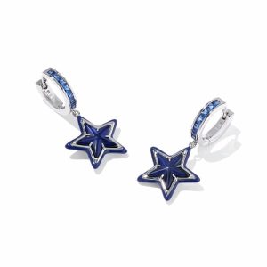 Cassidy Silver Enamel Huggie Earrings