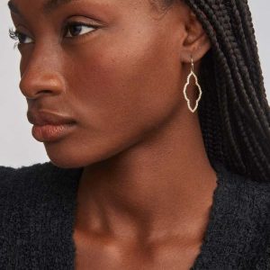 Abbie Gold Open Frame Earrings in White Crystal - view 2