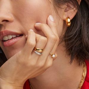 Alani 18k Gold Vermeil Metal Huggie Earrings - view 2