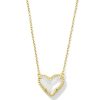 Ari Heart Gold Pendant Necklace in Ivory Mother-of-Pearl