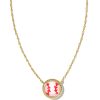 Baseball Gold Short Pendant Necklace in Ivory Mother-of-Pearl