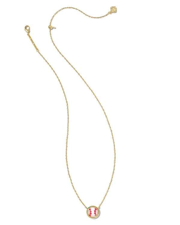 Baseball Gold Short Pendant Necklace in Ivory Mother-of-Pearl - alternate view
