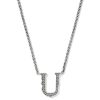 Beau Letter U Pendant Necklace in Vintage Silver
