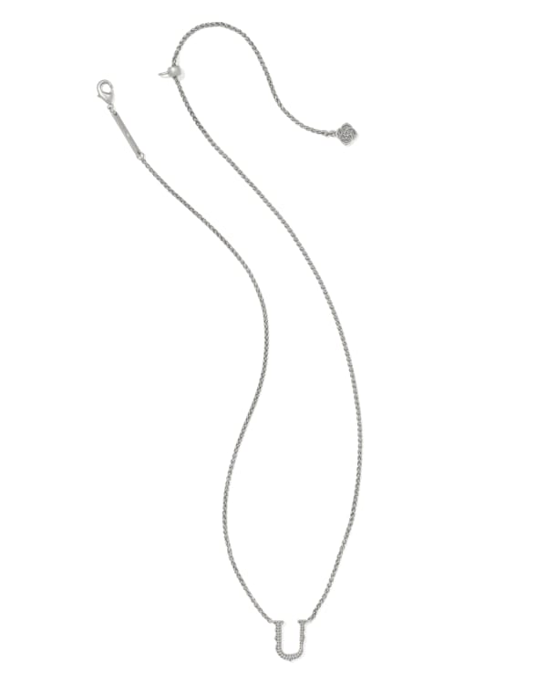 Beau Letter U Pendant Necklace in Vintage Silver - alternate view