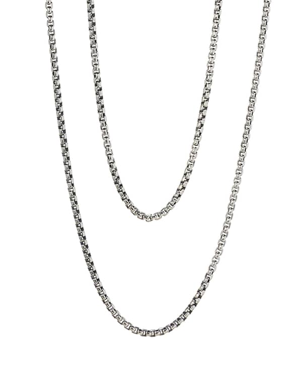 Beck 22" Thin Round Box Chain Necklace in Oxidized Sterling Silver - alternate view