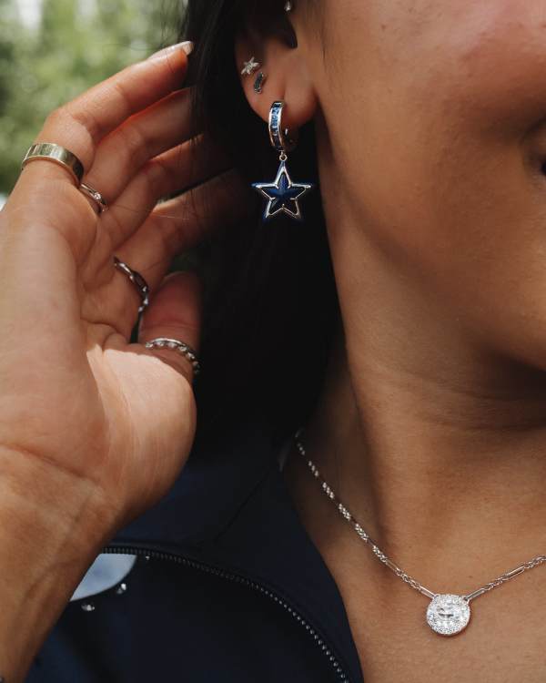 Cassidy Silver Enamel Huggie Earrings - view 2