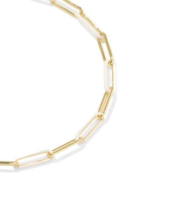 Courtney Gold Enamel Link and Chain Bracelet - view 2