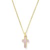 Cross 18k Gold Vermeil Stone Pendant Necklace in Blush Ivory Mother-of-Pearl