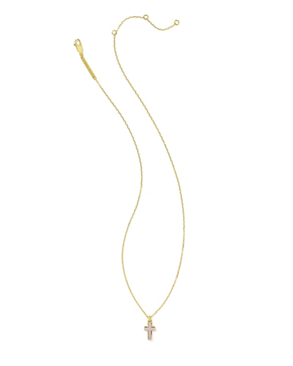 Cross 18k Gold Vermeil Stone Pendant Necklace in Blush Ivory Mother-of-Pearl - alternate view