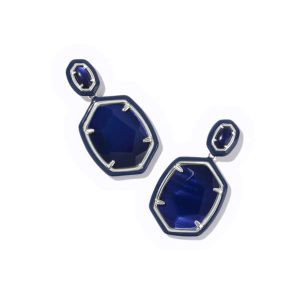 Daphne Enamel Frame Silver Drop Earrings