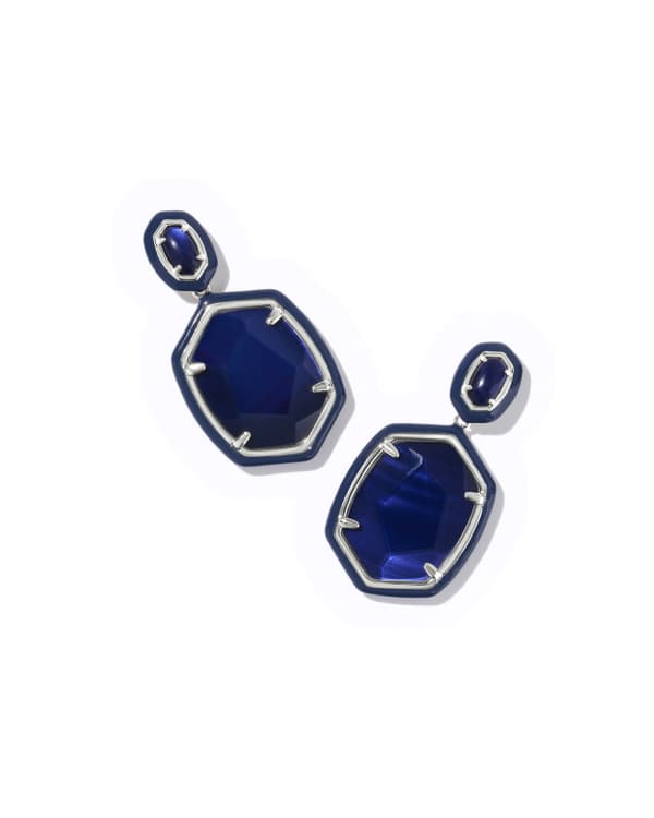Daphne Enamel Frame Silver Drop Earrings
