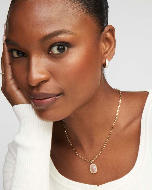 Daphne Gold Pave Frame Short Pendant Necklace - alternate view