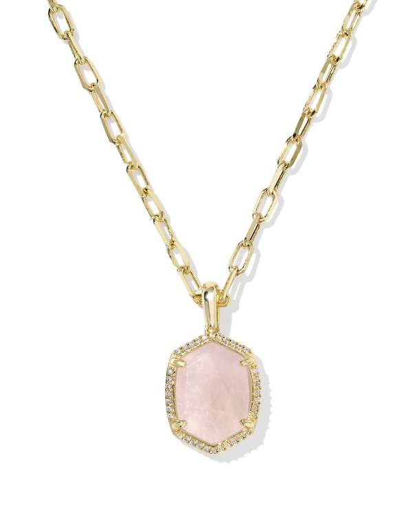 Daphne Gold Pave Frame Short Pendant Necklace
