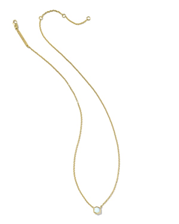 Davie 18k Gold Vermeil Pendant Necklace in White Lab Grown Opal - alternate view