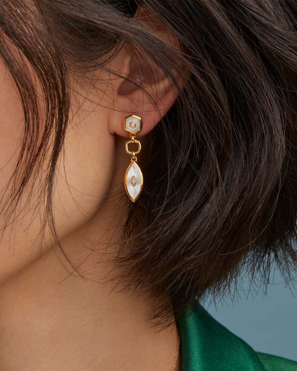 Davie 18k Gold Vermeil Stone Drop Earrings - view 2