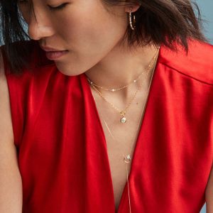Davie 18k Gold Vermeil Stone Link and Chain Necklace - alternate view