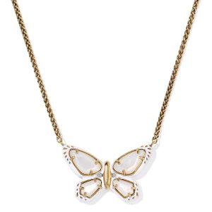 Dolly Parton x Kendra Scott Enamel Butterfly Vintage Gold Short Pendant Necklace