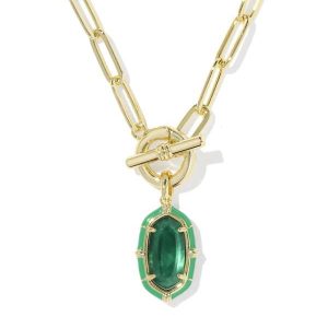 Elisa Gold Enamel Link and Chain Necklace