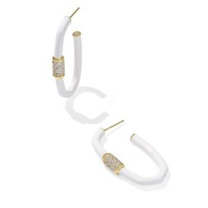 Emery Gold Large Enamel Hoop Earrings