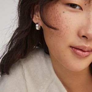 Flat Small 14mm Hoop Earrings in Sterling Silver - view 2