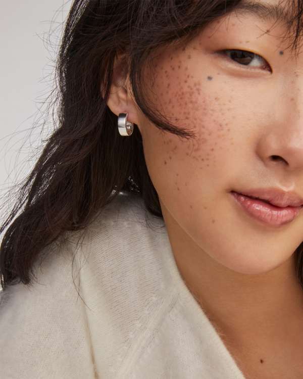 Flat Small 14mm Hoop Earrings in Sterling Silver - view 2