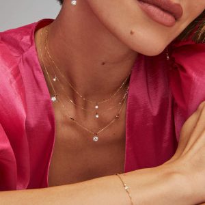 1.56 ct Floating Lab Grown White Diamond Strand Necklace in 14k Yellow Gold - view 2