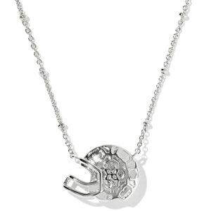 Football Helmet Silver Short Pendant Necklace - alternate view