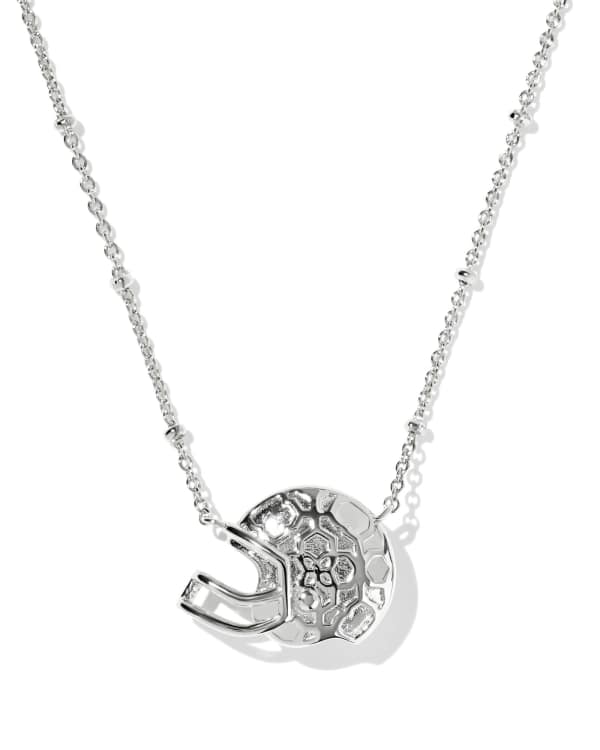 Football Helmet Silver Short Pendant Necklace - alternate view