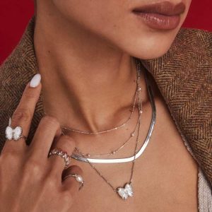 Haley Bow Silver Short Pendant Necklace - alternate view