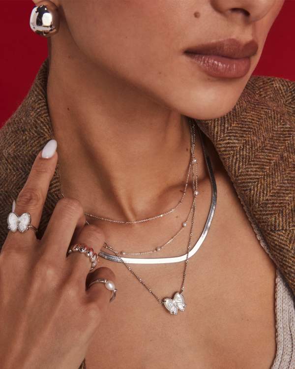 Haley Bow Silver Short Pendant Necklace - alternate view
