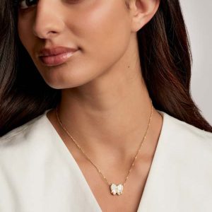 Haley Bow Gold Short Pendant Necklace - alternate view