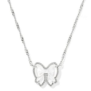 Haley Bow Silver Short Pendant Necklace