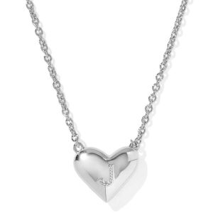 Ari Heart Letter J Silver Short Pendant Necklace - alternate view