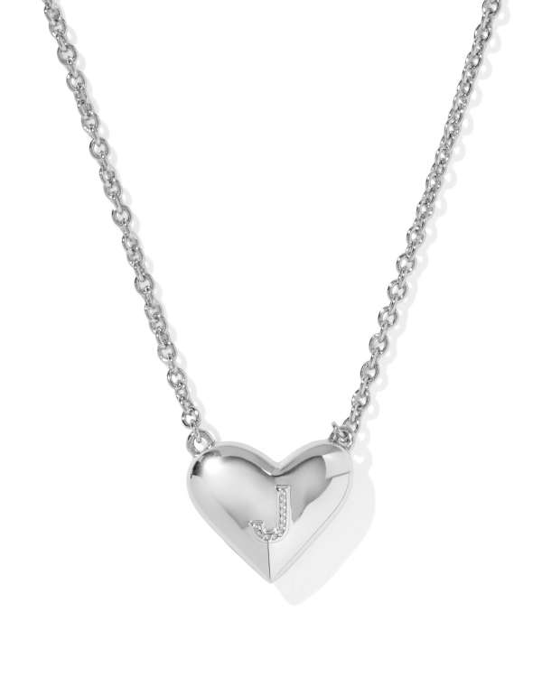 Ari Heart Letter J Silver Short Pendant Necklace - alternate view