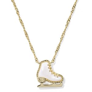 Ice Skate Gold Short Pendant Necklace