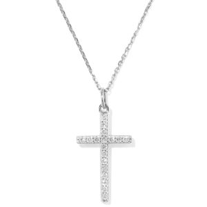 0.23 ct Lab Grown Diamond Cross Pendant Necklace in 14k White Gold