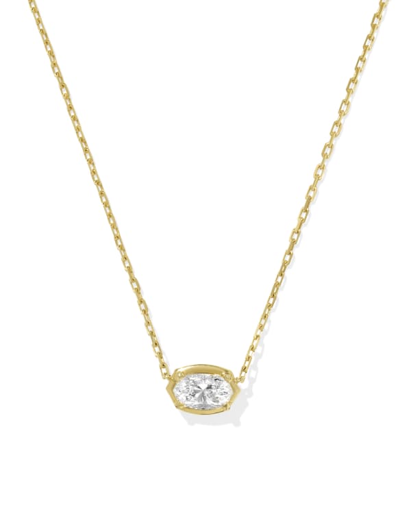 2 ct Lab Grown White Diamond Custom Elisa Pendant Necklace in 14k Yellow Gold