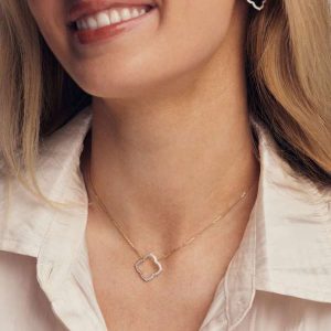 0.31 ct Lab Grown Diamond Dira 14k Yellow Gold Open Frame Short Pendant Necklace - view 2