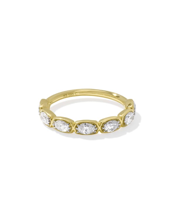 0.7 ct Lab Grown White Diamond Marisa Oval Band Ring in 14k Yellow Gold
