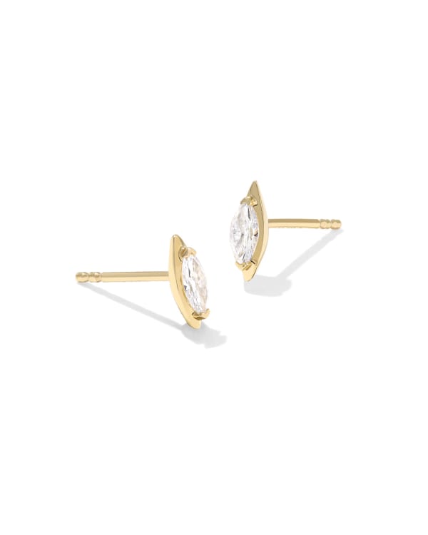 0.2 ct Lab Grown White Diamond Marquise 14k Yellow Gold Studs