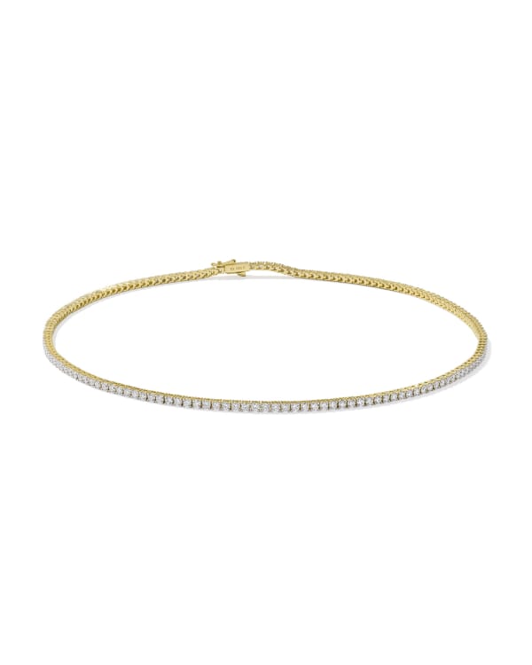 4.73 ct Lab Grown White Diamond Tennis Necklace in 14k Yellow Gold