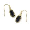 Lee Gold Drop Earrings in Black Opaque Glass