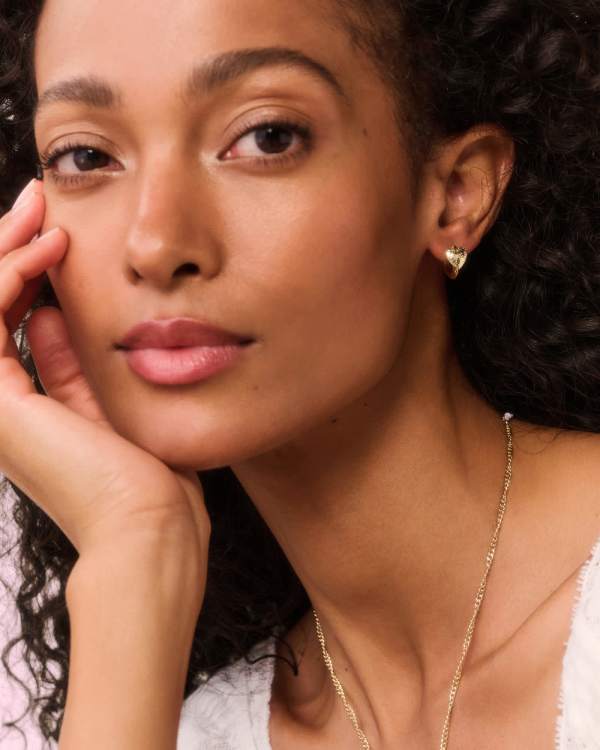 Kendra Scott x LoveShackFancy Heart Gold Huggie Earrings - view 2