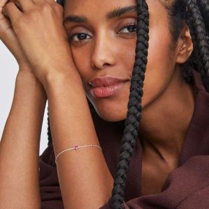 Maisie Sterling Silver July Delicate Chain Bracelet - view 2
