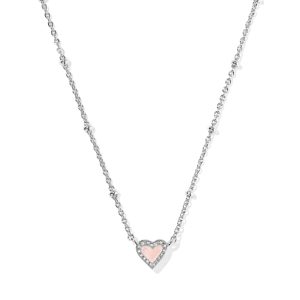Mini Ari Heart Silver Satellite Short Pendant Necklace
