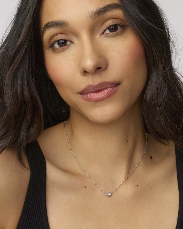 Mini Elisa Silver Satellite Short Pendant Necklace in Ivory Mother-of-Pearl - alternate view