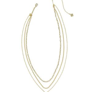 Mini Elisa Gold Triple Strand Necklace - alternate view