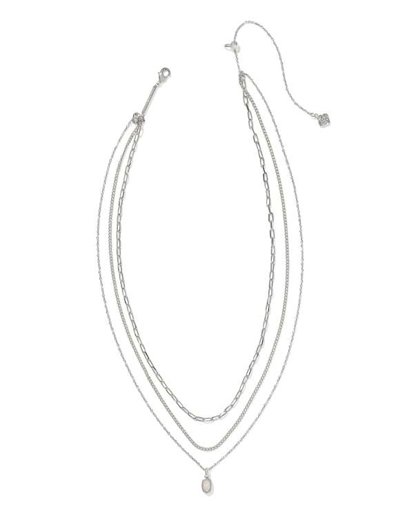Mini Elisa Silver Triple Strand Necklace - alternate view
