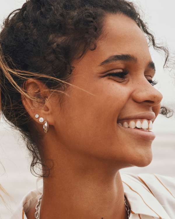 Mini Pave Circle 18k Gold Vermeil Single Stud Earring in White Topaz - view 2